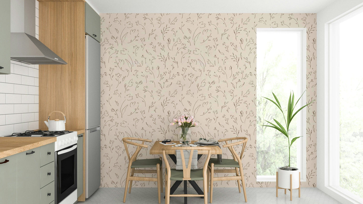 Flower Sketches artistic wall mural

