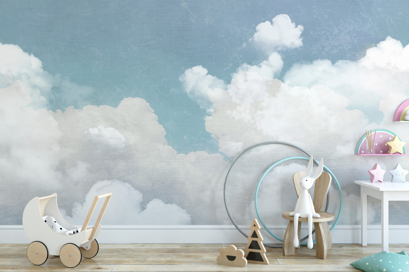 Sky Blue Cloud Dancer Wall Mural peel and stick wallpaper