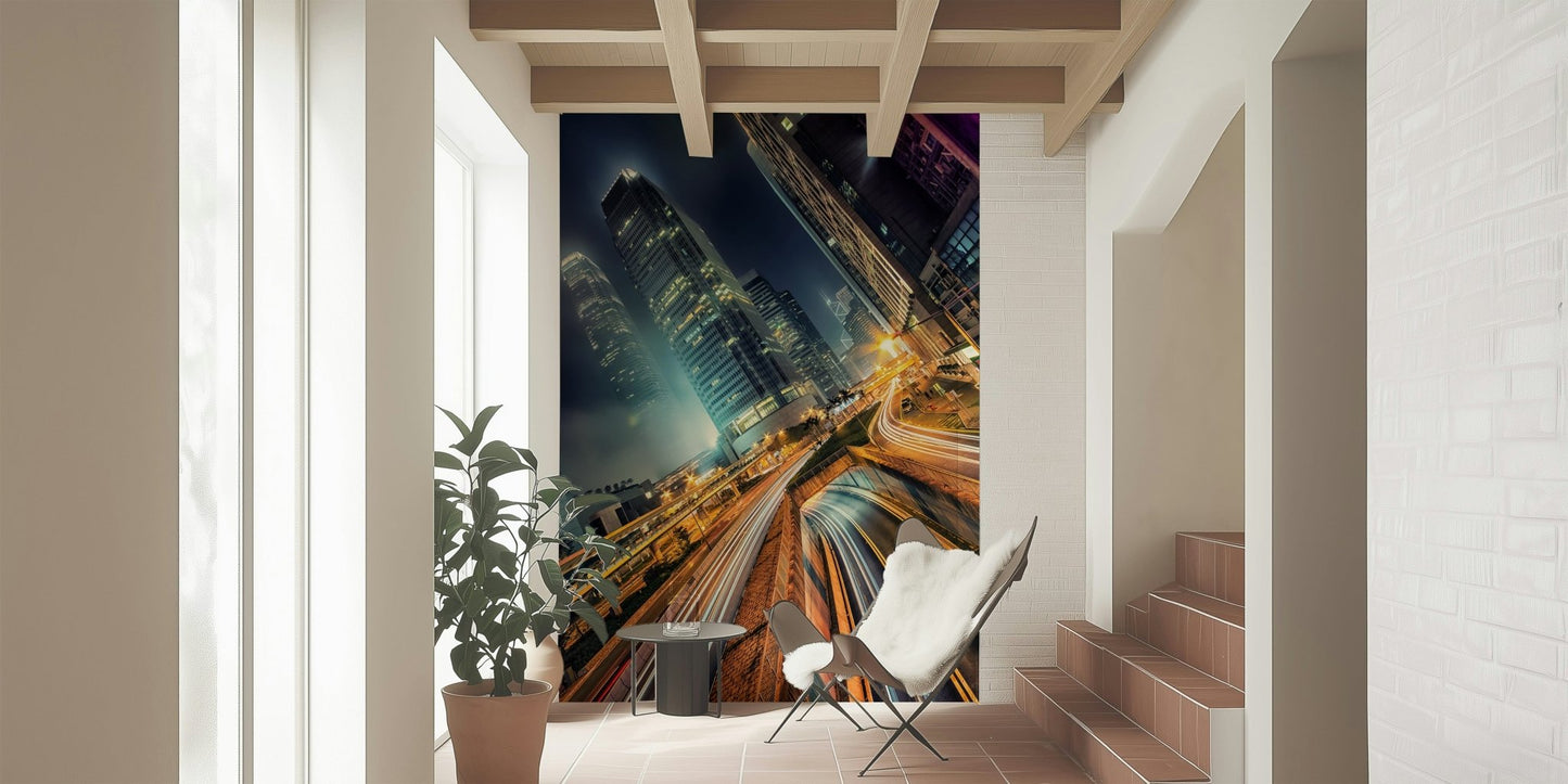 Skyline Velocity wallpaper city buildings street motion illumination.