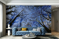 Skyward View: Abstract Tree Canopy Art Print Wall Mural