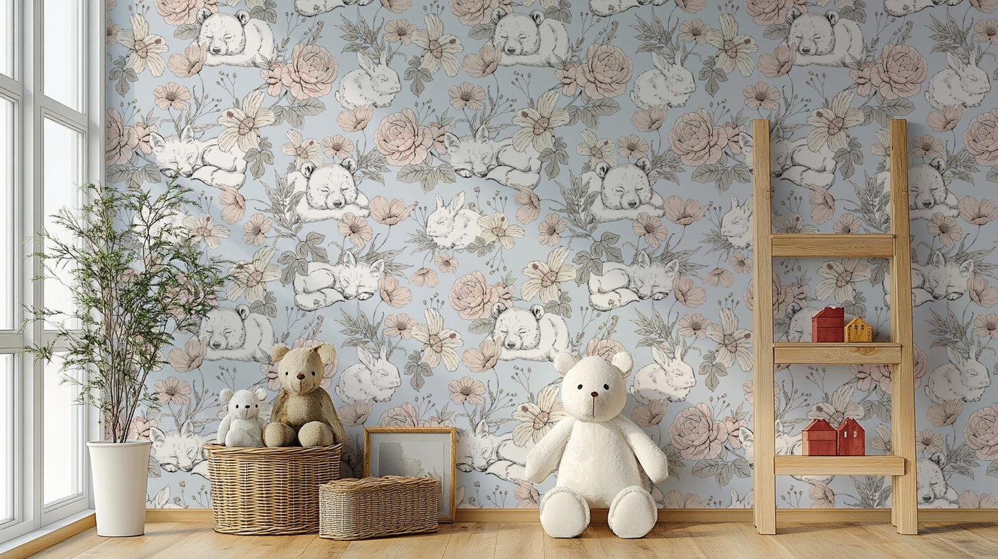 Nature-themed wallpaper for nursery décor

