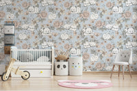 Elegant nursery wallpaper with floral print

