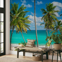 White sand and turquoise ocean water.

