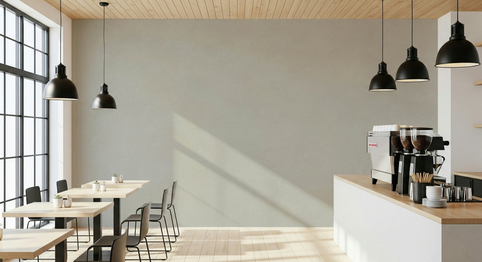 Textured wall mural with smooth stone patterns creating a clean, elegant accent wall.