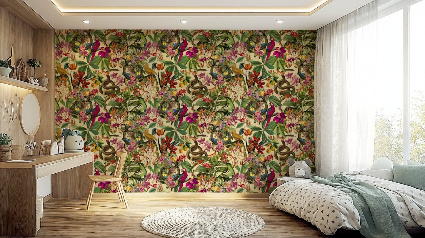 Artistic collage wallpaper with antique touch

