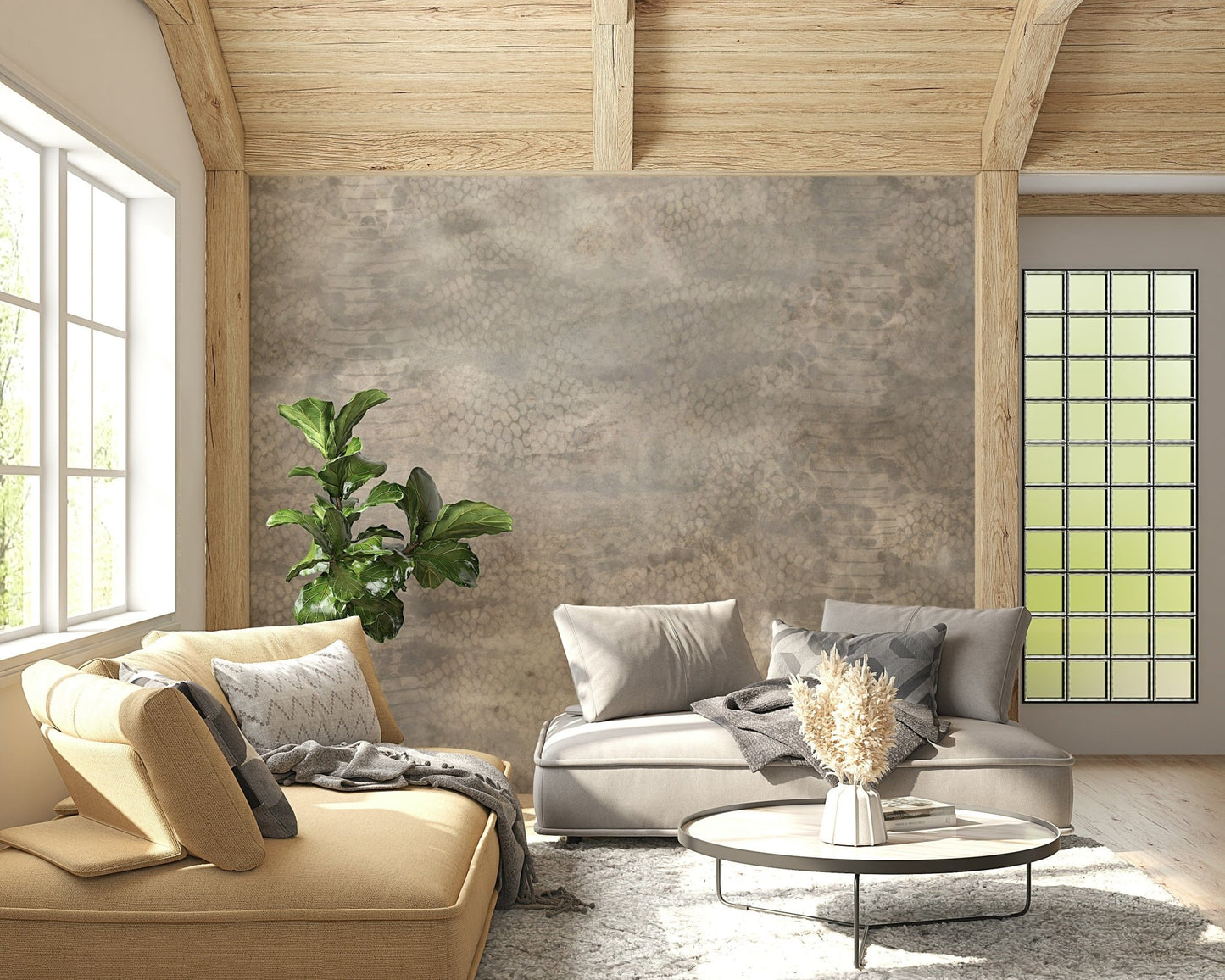 Snakeskin Silver Wall Mural featuring realistic snake scale textures in metallic silver tones.