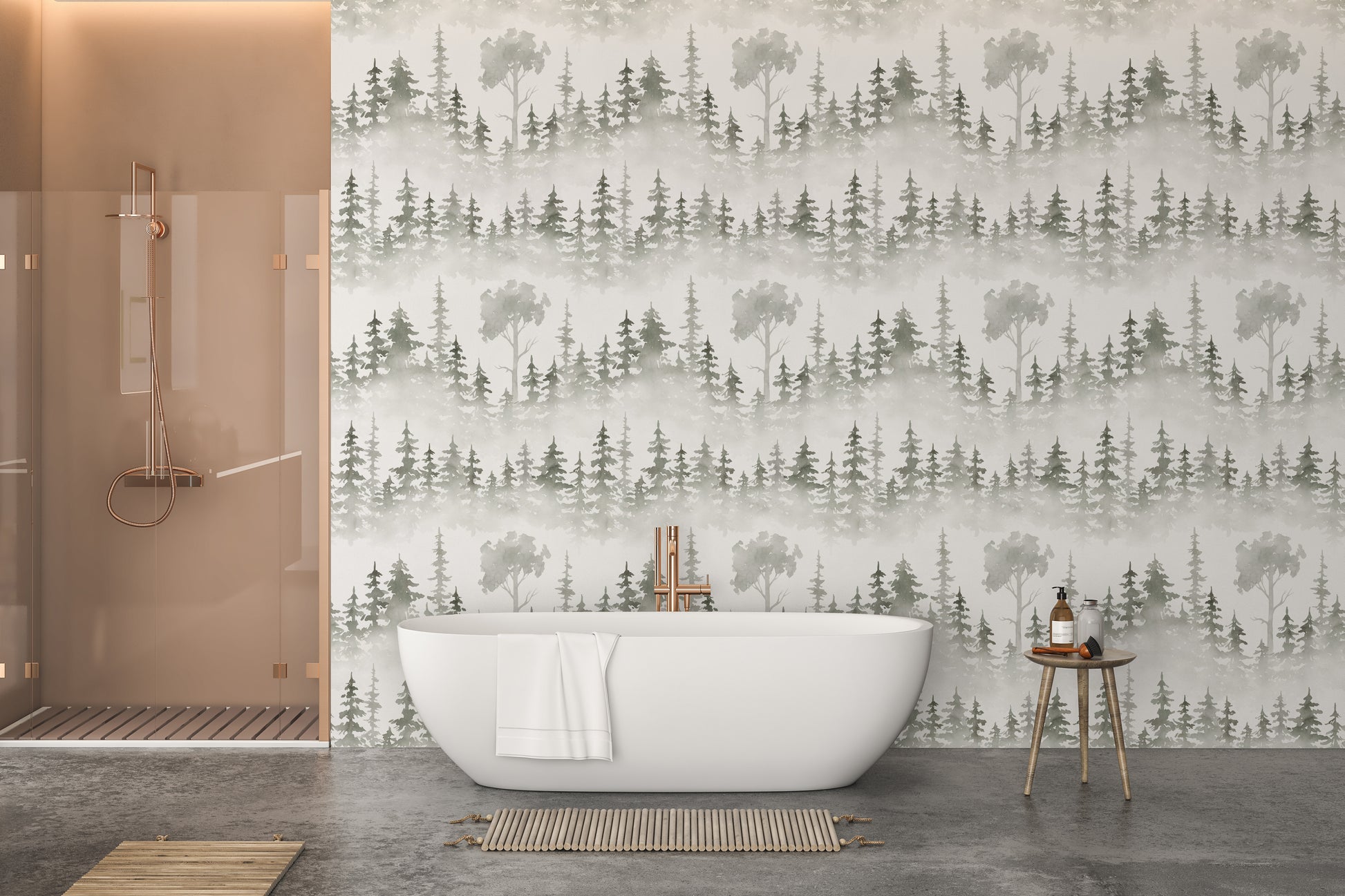 Scenic snow path forest wall art decor
