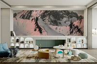 Snowy mountain peak wall mural for a serene, nature-inspired space.

