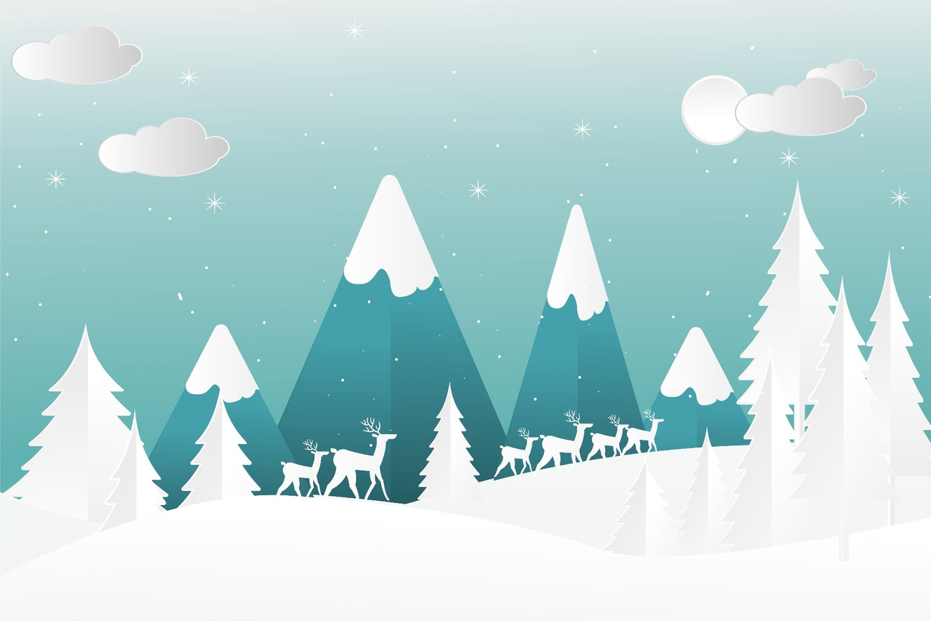 Turquoise Color Snowpeaks Wallpaper Mural