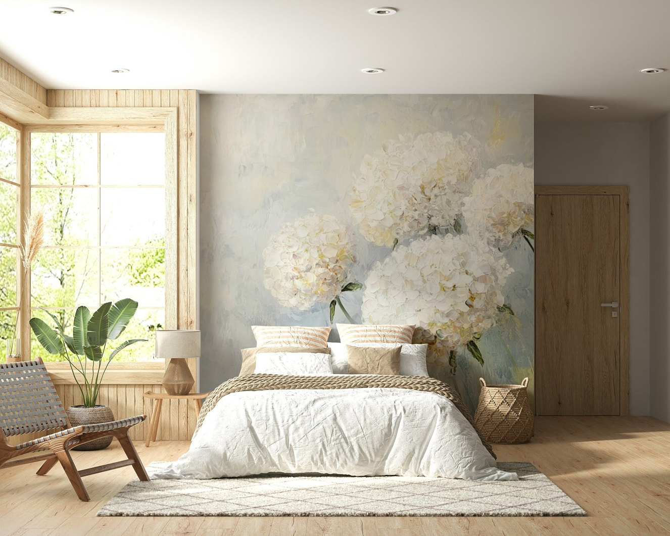 Romantic Soft Bloom Wall Mural – Impressionist floral artwork with gentle brushstrokes and subtle color blending.