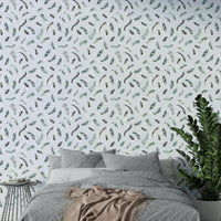 Elegant soft blue feathers wall art design


