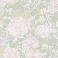 Soft Botanical whimsical flower wallpaper for walls bright interiors.