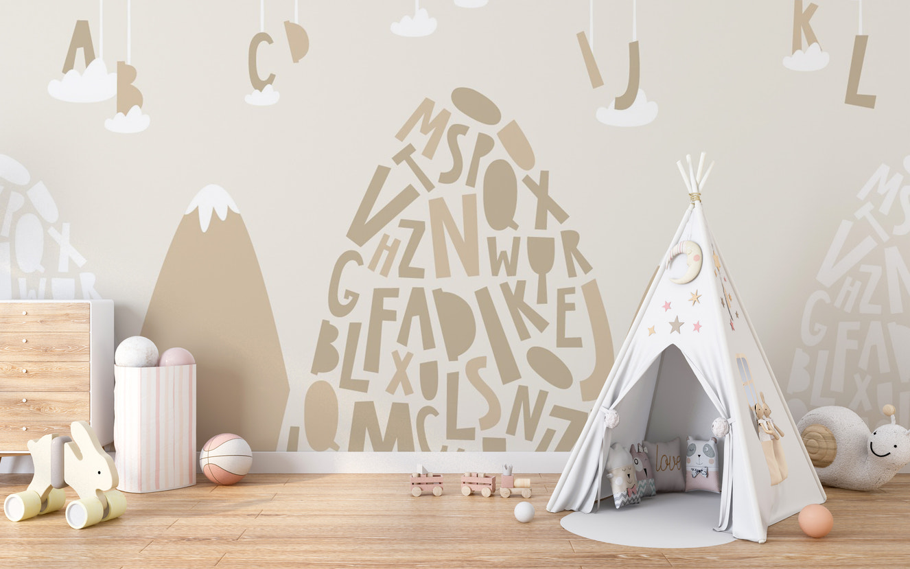 Whimsical alphabet mountain wallpaper
