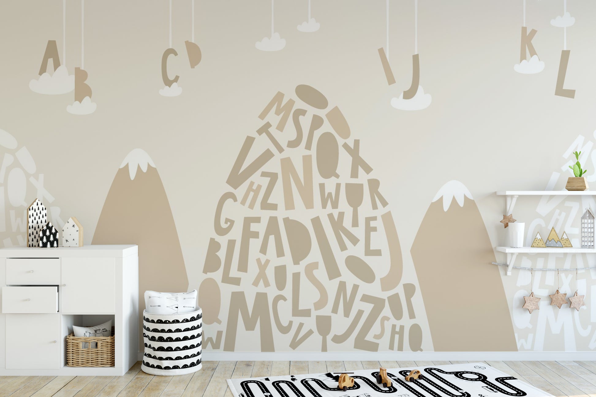 Alphabet mountain wallpaper for kids
