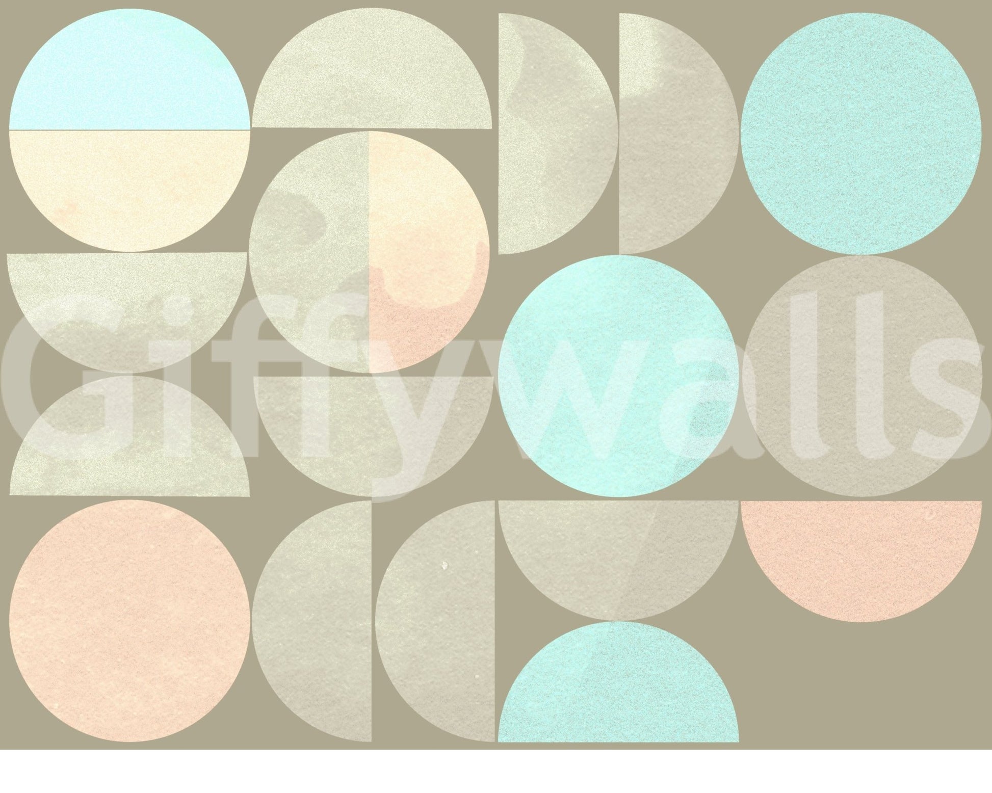Subtle pastel circle wall mural in modern style