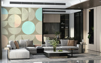 Retro circle pattern wall mural in warm shades