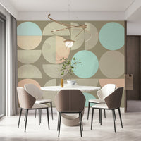 Modern geometric wall mural with muted hues