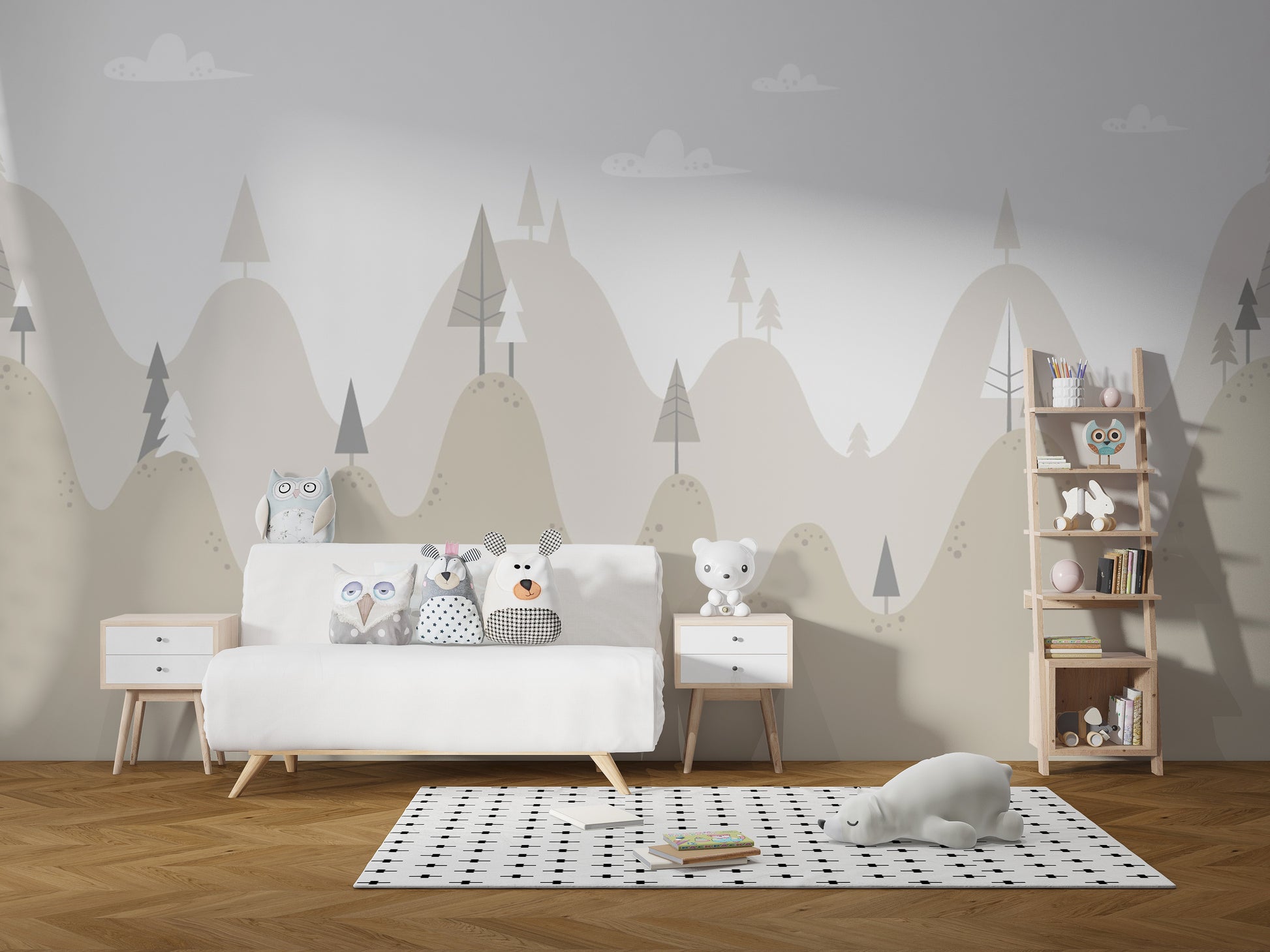 Kids mountain wallpaper with trees
