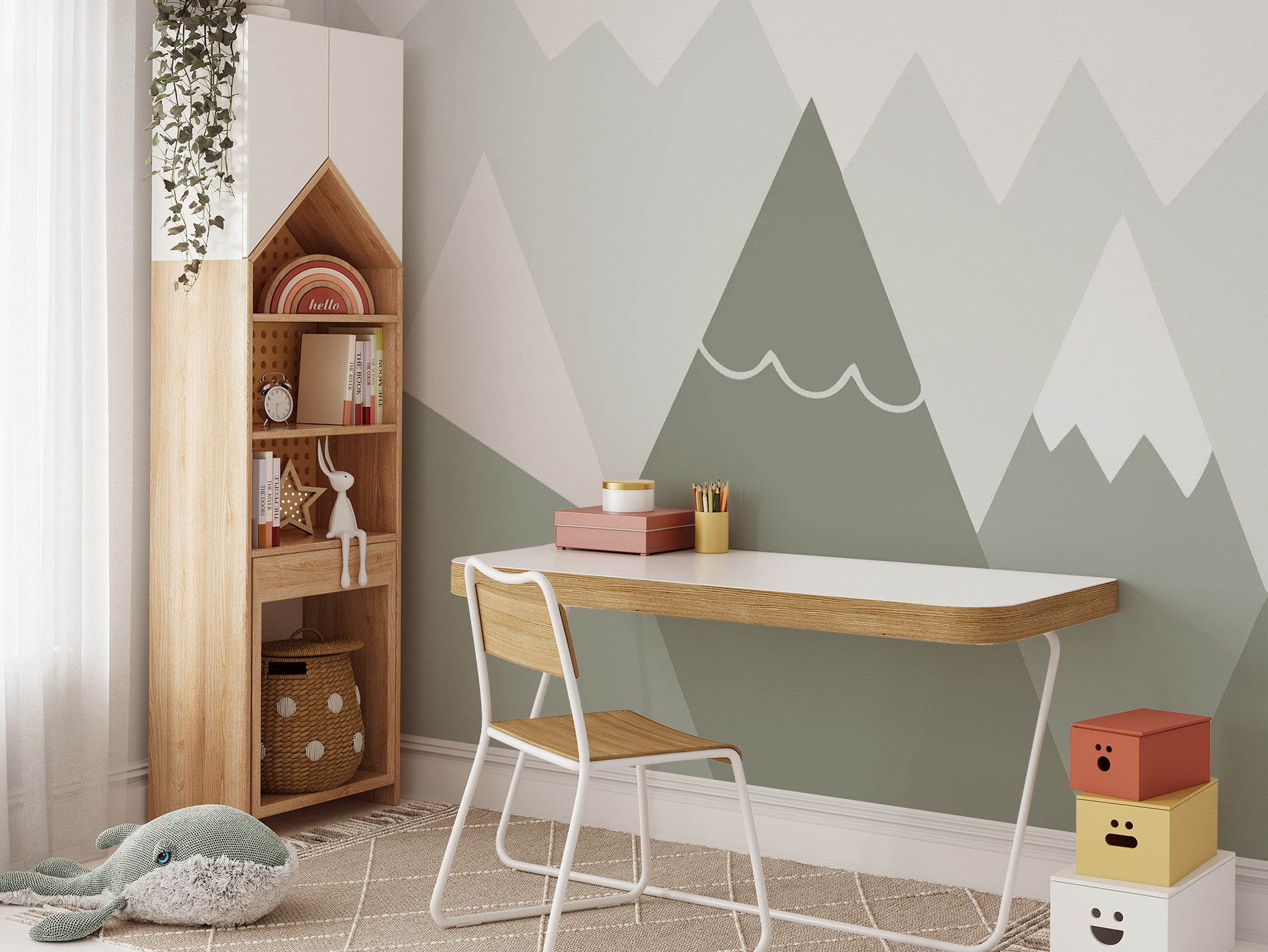 Soft Colored Kids Room Mountain Design Wallpaper - Giffywalls