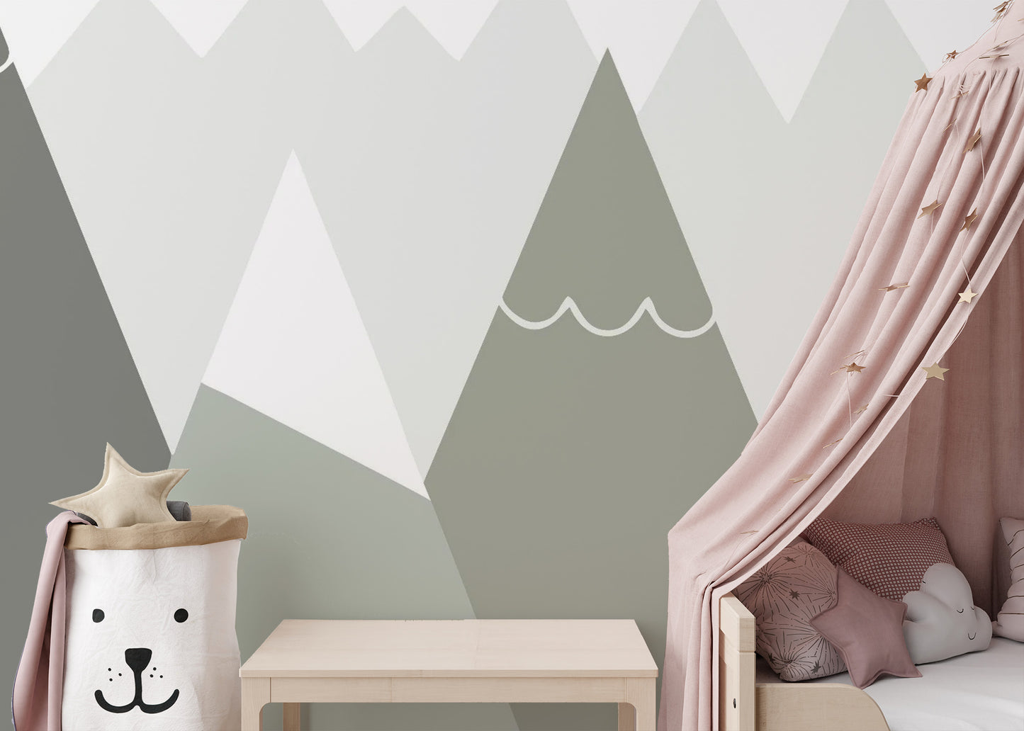 Soft Colored Kids Room Mountain Design Wallpaper - Giffywalls