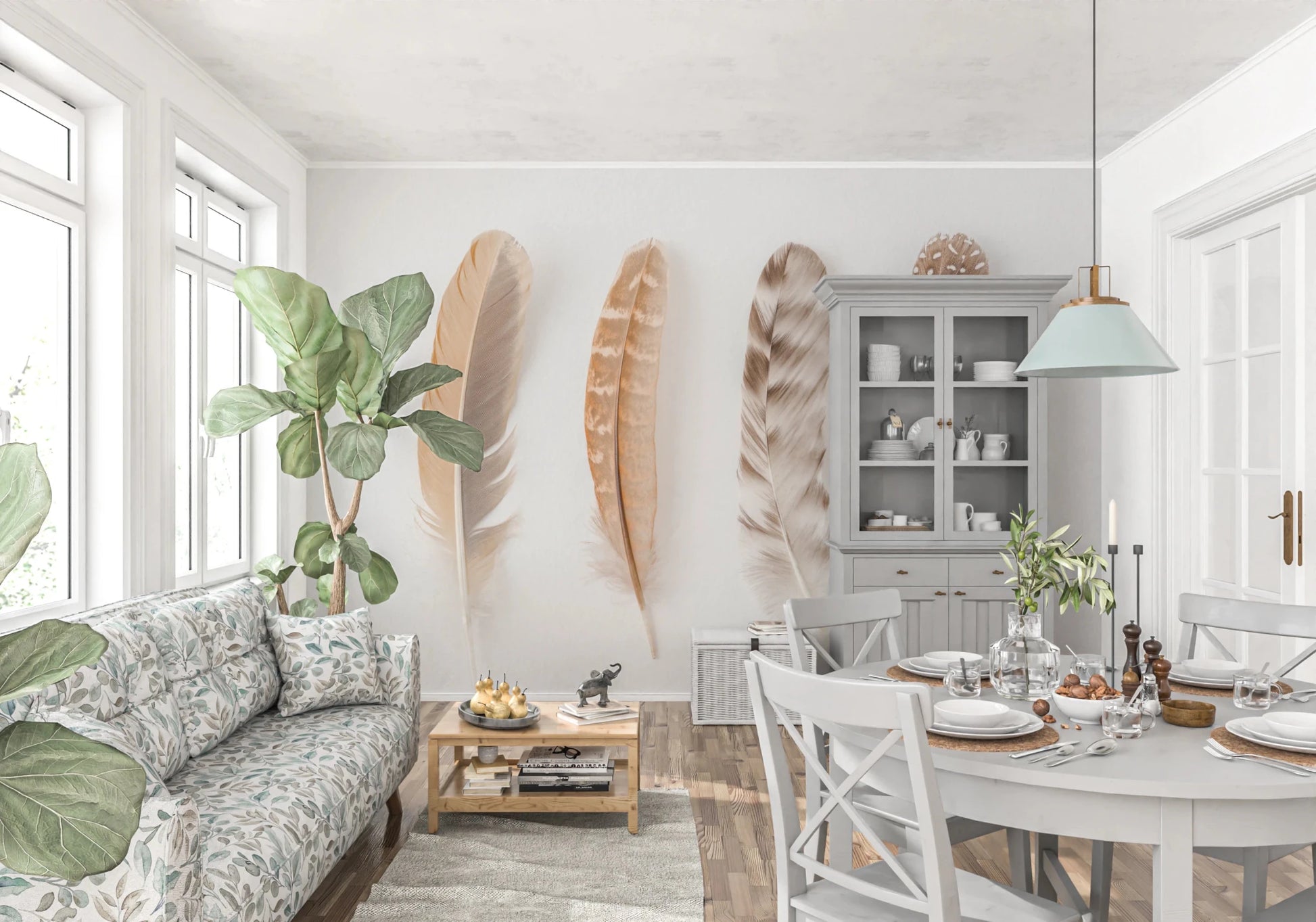 Soft Feather Array Wall Mural