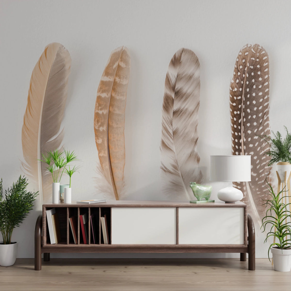 Soft Feather Array Wall Mural for Modern Apartments | UK