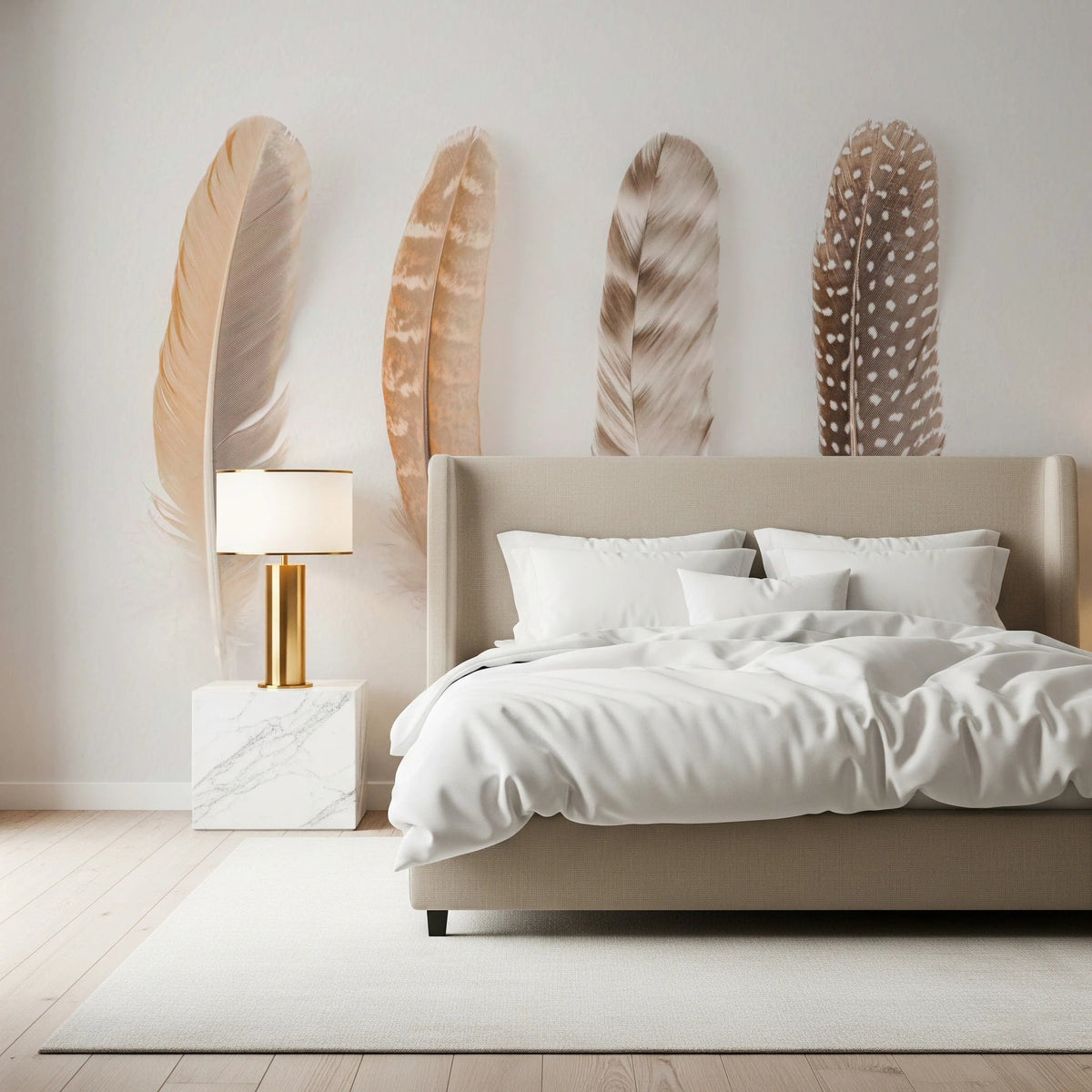 Soft Feather Array Wall Mural for Modern Apartments | UK