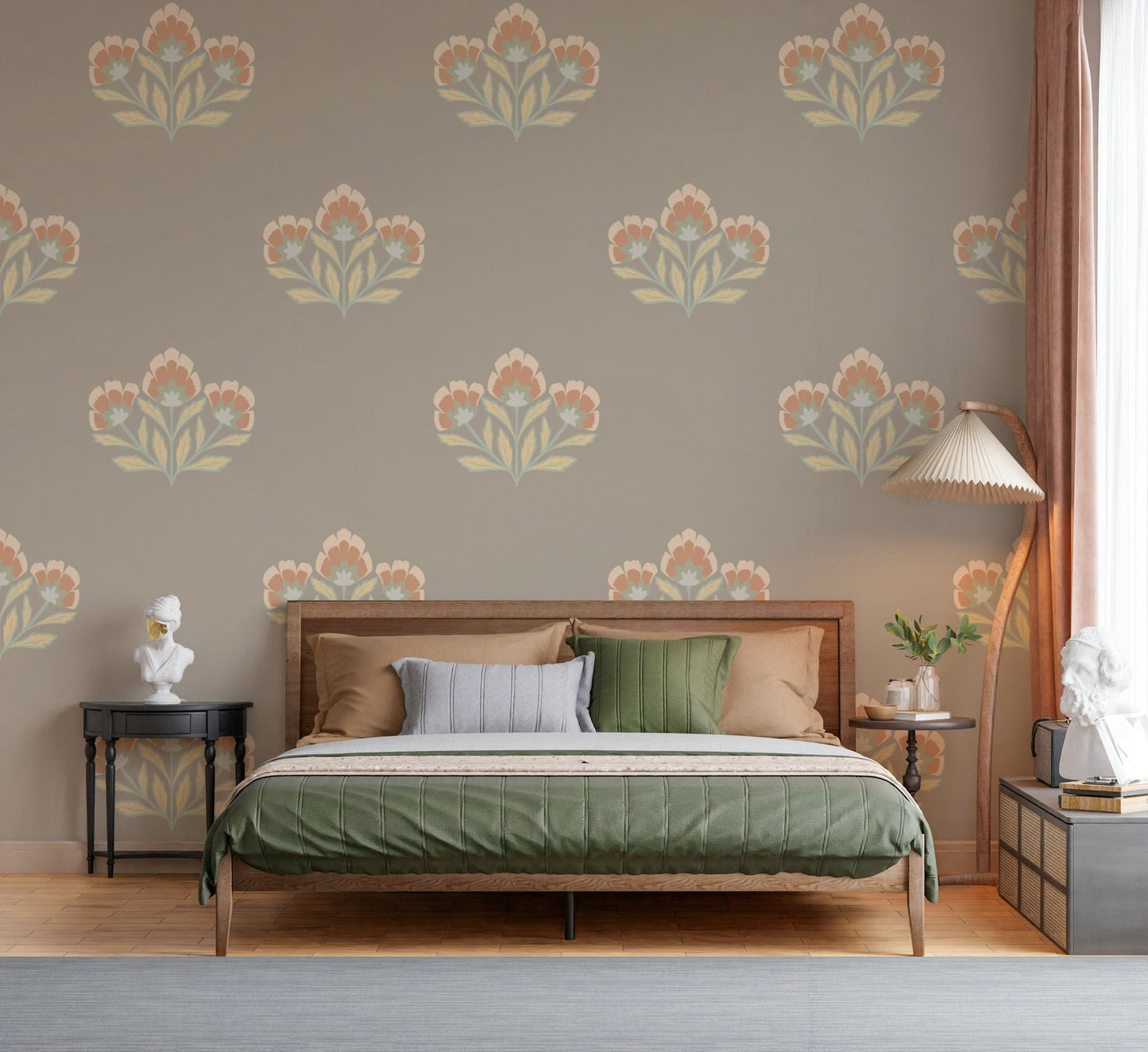 Artistic Serene Flora wall print, calming neutral background.