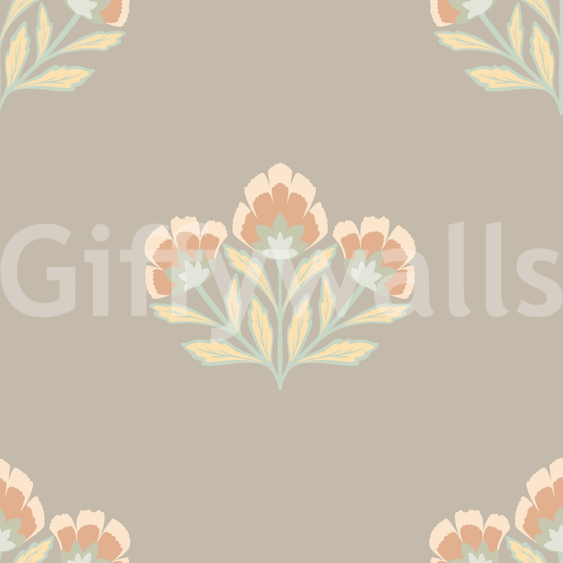 Seamless Serene Flora panorama mural, continuous floral beauty.