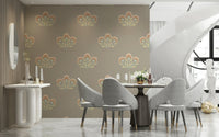 Muted Serene Flora wall covering, sophisticated botanical design.