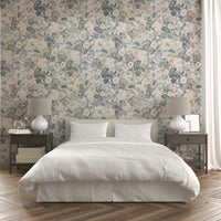 An interior with a soft and peaceful accent wall

