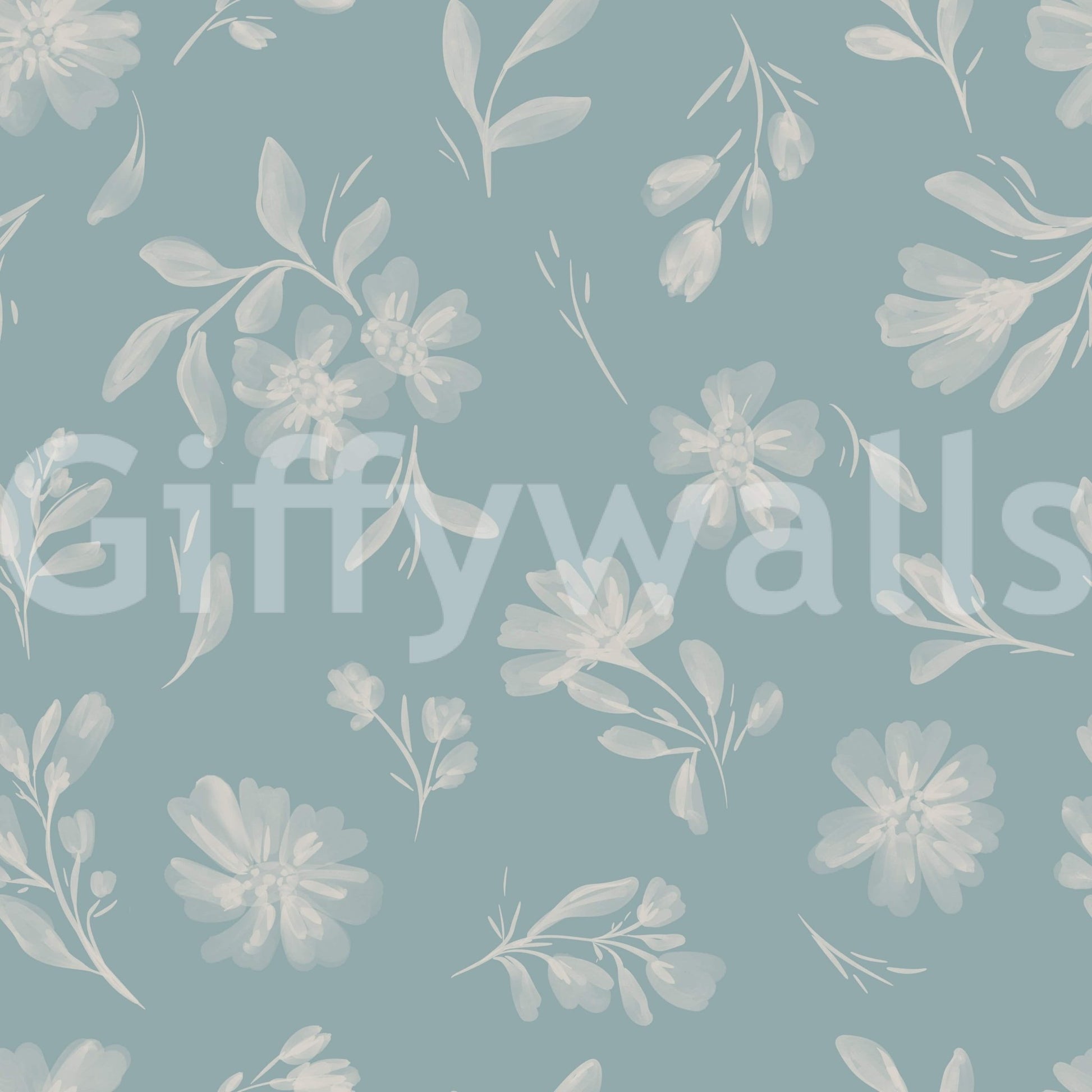 Minimalist nature print Soft Floral Whisper wall mural.