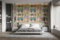 Abstract geometric wallpaper in muted pastel tones

