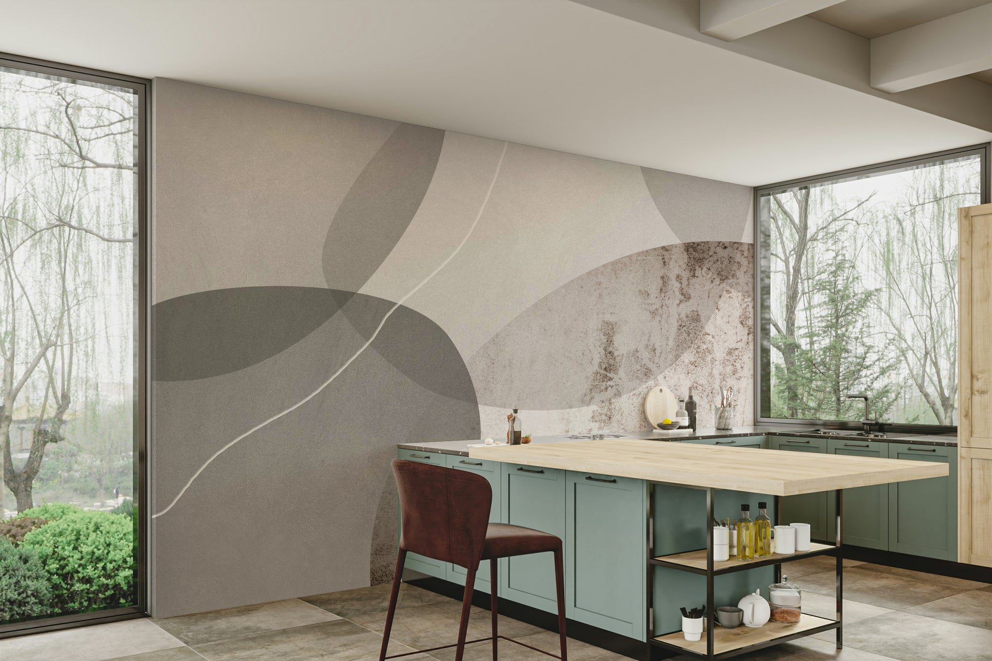 The wall art combines a nature theme with a tranquil feel.

