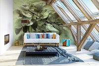 Botanical mural wallpaper with green leaves
