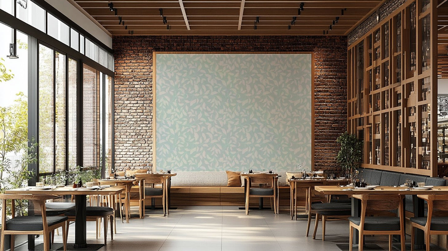 Features a delicate pattern of various leaves, possibly with subtle veins or textures.
