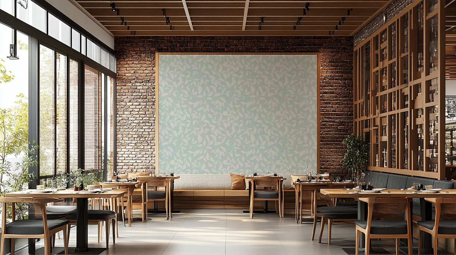 Features a delicate pattern of various leaves, possibly with subtle veins or textures.
