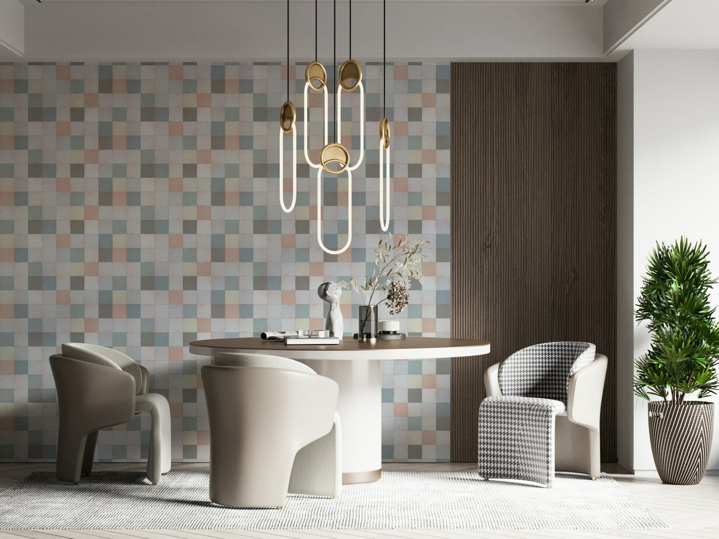 Soft Mosaic Tiles – Blue Mist Wallpaper⁠