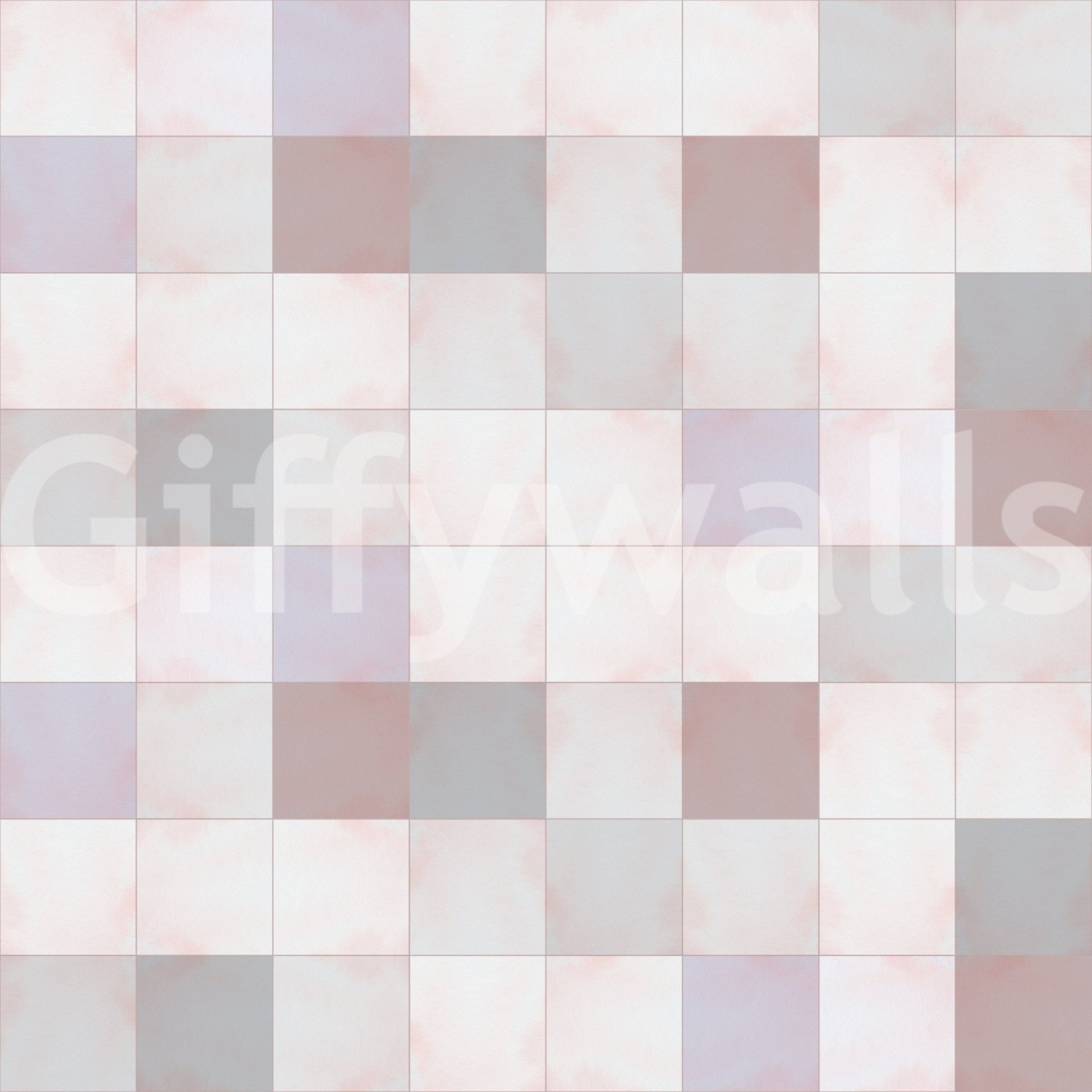 Soft Mosaic Tiles Blush Beige-GreyBlue wallpaper close-up showing the blush, grey and lilac tile pattern