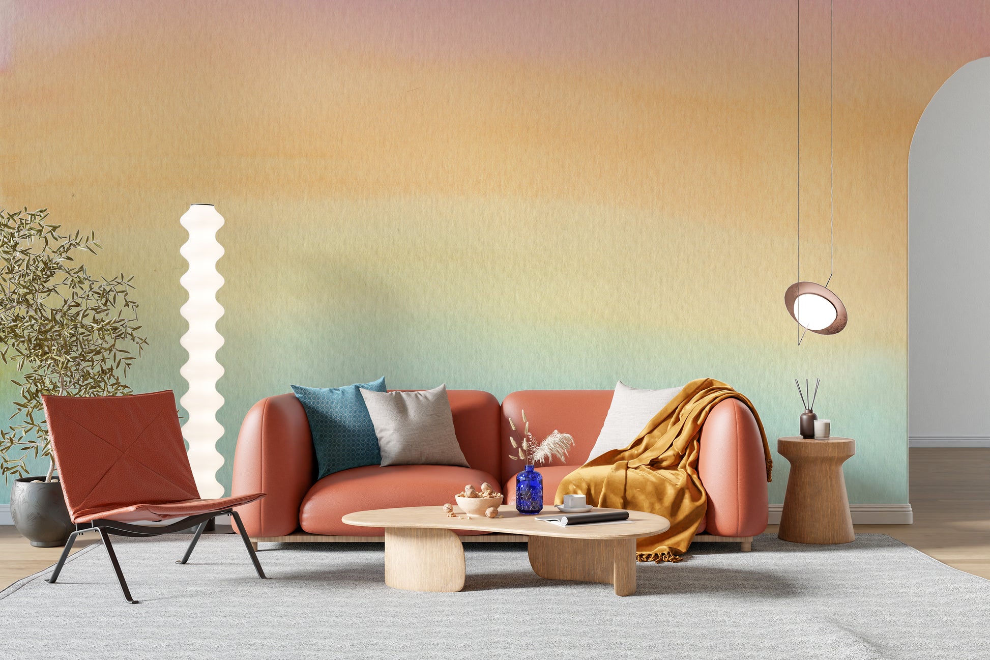 Soft Pastel Watercolor Gradient Wallpaper Mural - Giffywalls
