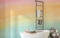 Pastel gradient mural with watercolor charm
