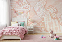 An artistic minimalist form mural for home decor.