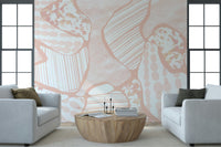 A graceful subtle pattern wall mural in cool, neutral tones.