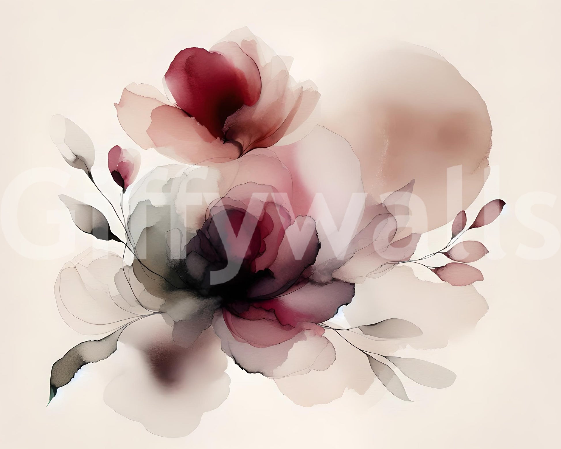 Flowing floral design wallpaper for a sophisticated apartment hallway.