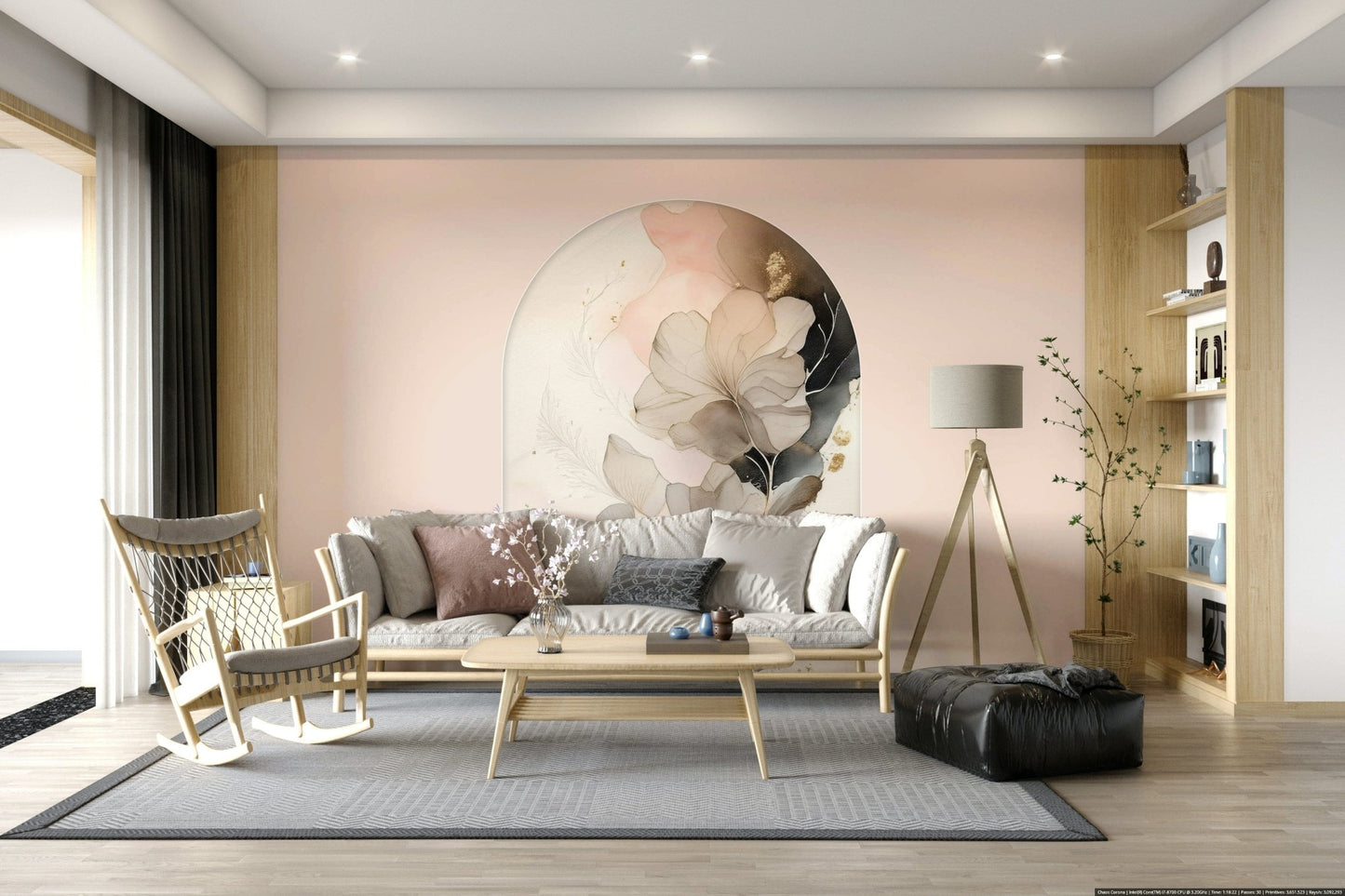 Soft Petal Serenity wall mural featuring delicate watercolor petals in calming pastel tones.