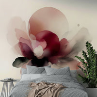 Modern wall decor featuring abstract pink petals for a home office.