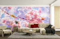 Soft Pink Blossoms Photography | Delicate Spring Floral Art | Serene Nature Decor Wall Mural
