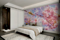 Soft Pink Blossoms Photography | Delicate Spring Floral Art | Serene Nature Decor Wall Mural