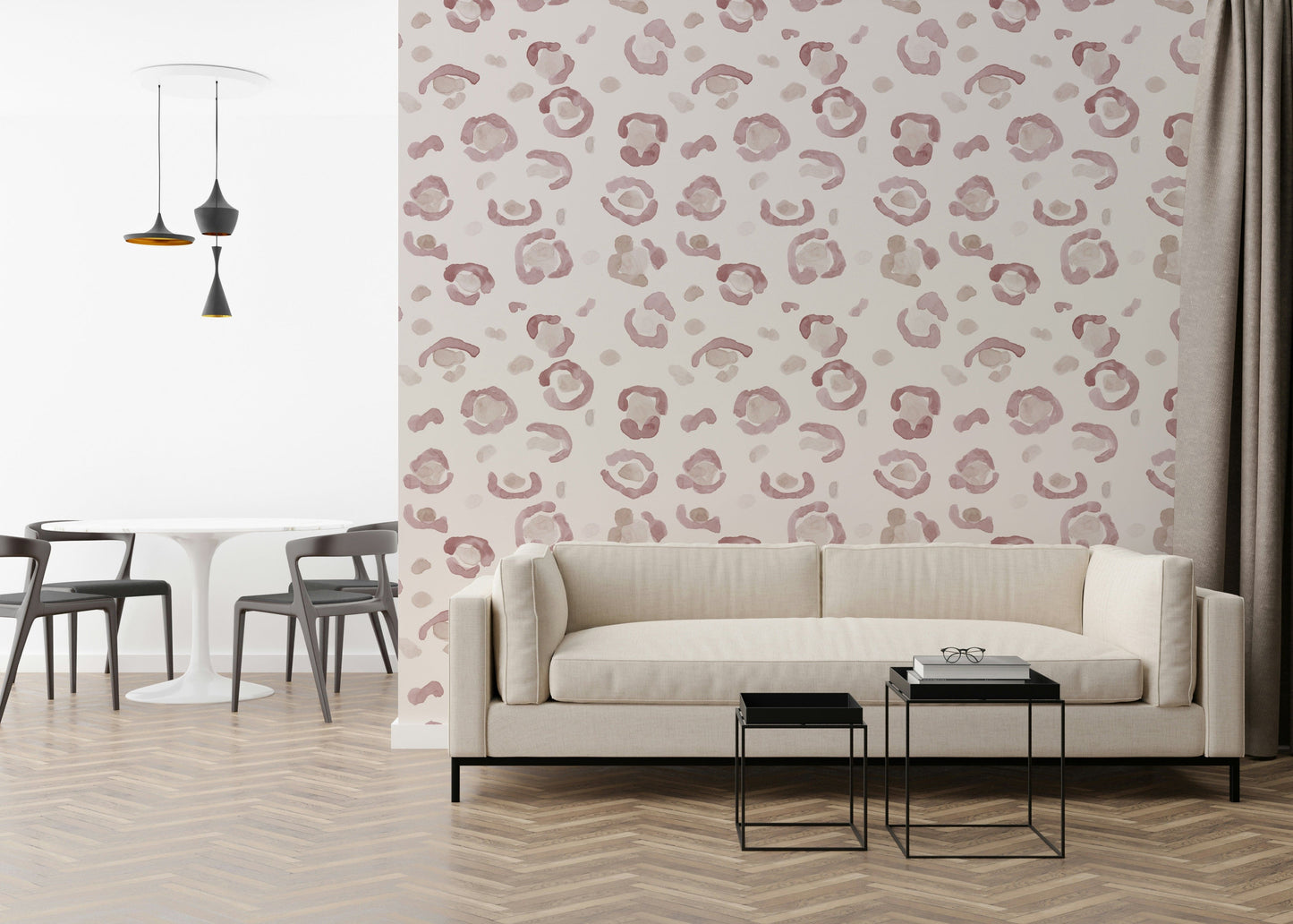 Muted leopard spots wallpaper with a delicate, contemporary finish.