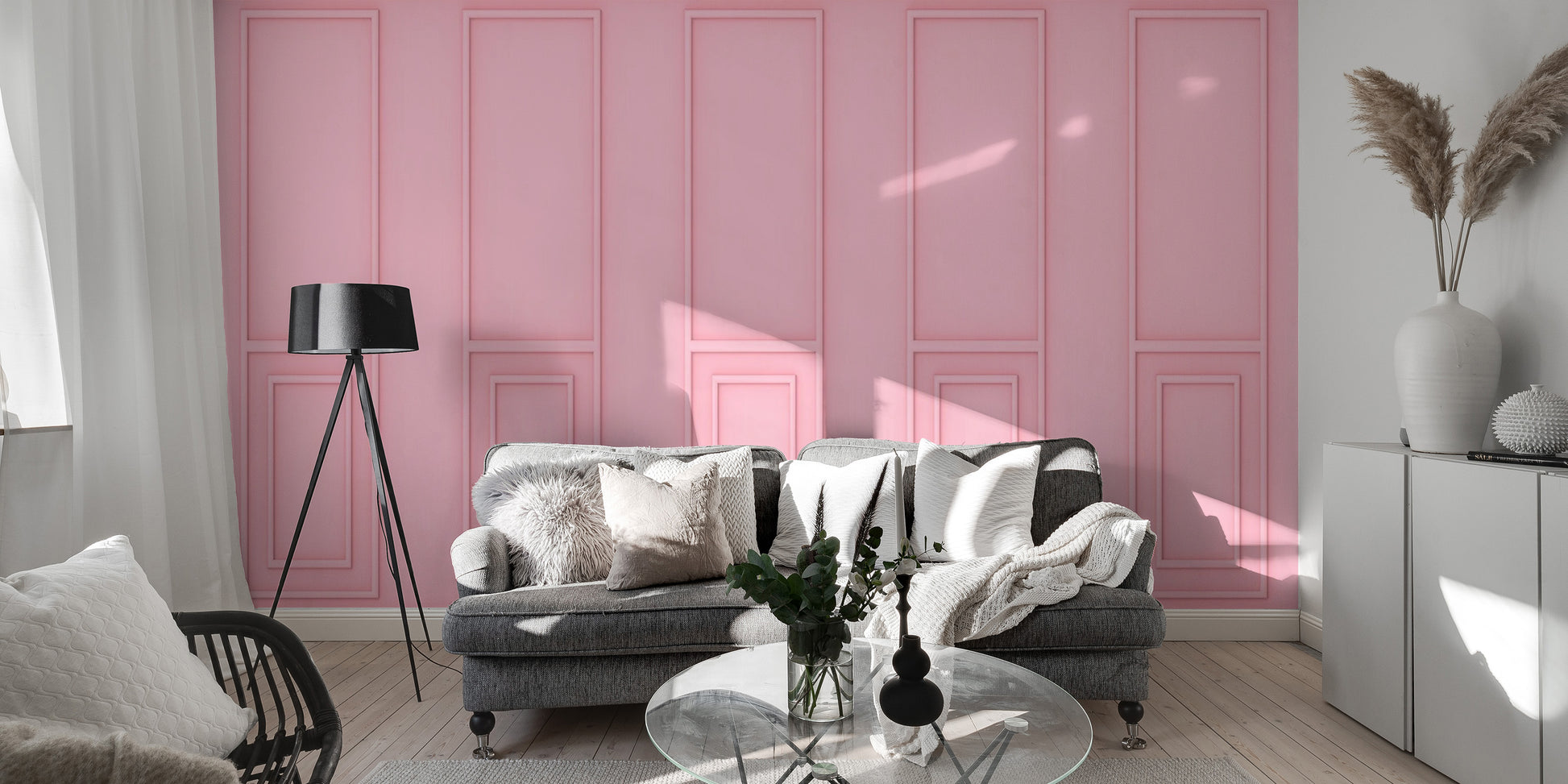 Soft Pink Wood Panel Wallpaper Mural - Giffywalls